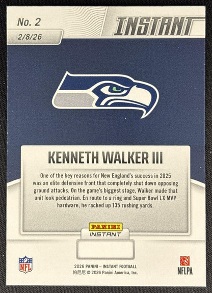 Kenneth Walker III 2026 Panini Instant Super Bowl LIX Champions Seattle Seahawks back