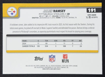 Jalen Ramsey 2025 Topps Chrome Blue Wave Refractor /150 Steelers Pittsburgh Steelers