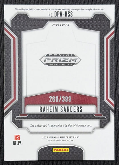 Raheim Sanders 2025 Panini Prizm Draft Picks Auto Red /399 Gamecocks back