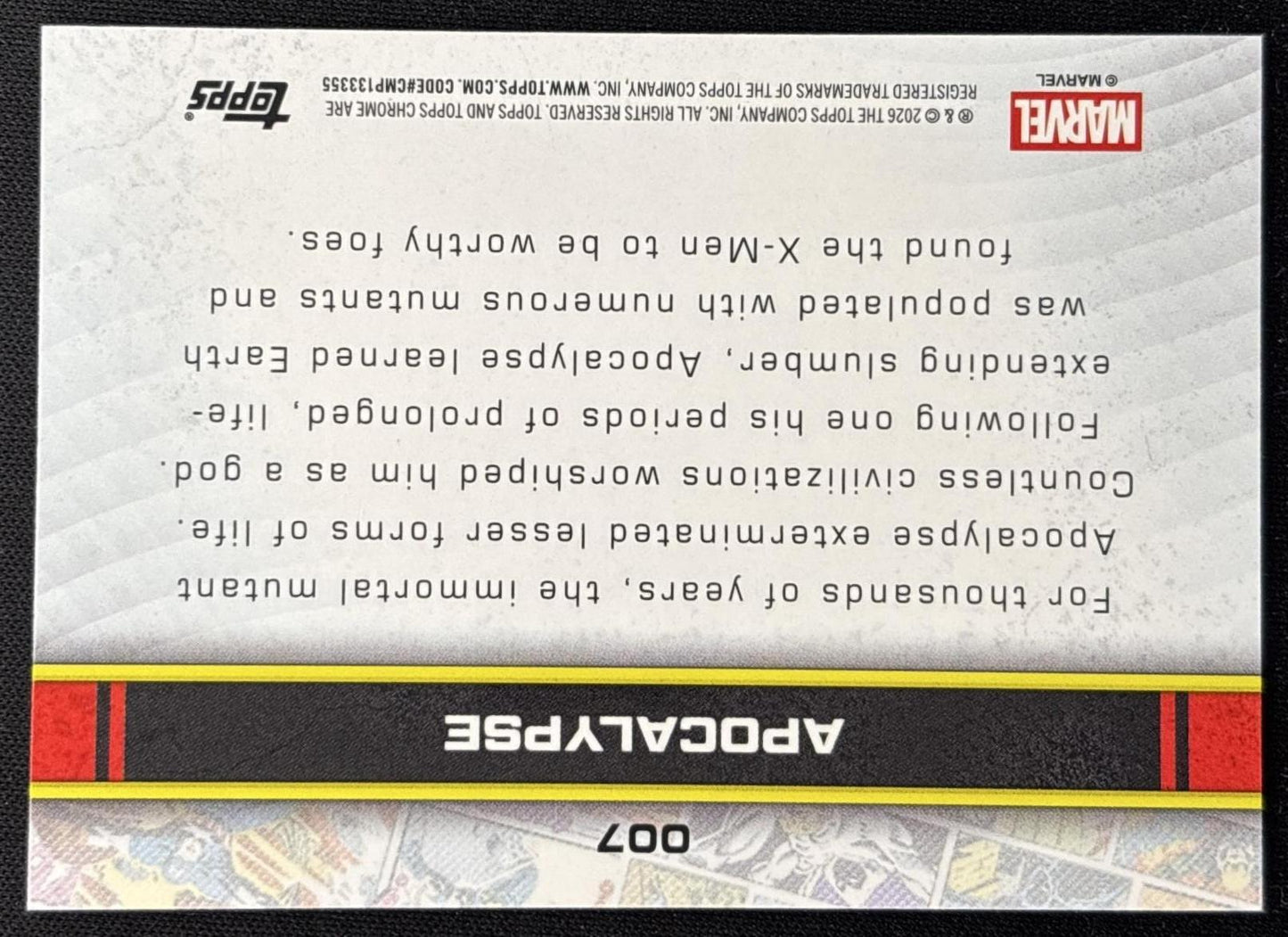 Apocalypse 2026 Topps Chrome Marvel Comics RayWave Refractor back