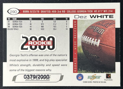 Dez White 2000 Score Scorecard /2000 Yellow Jackets back