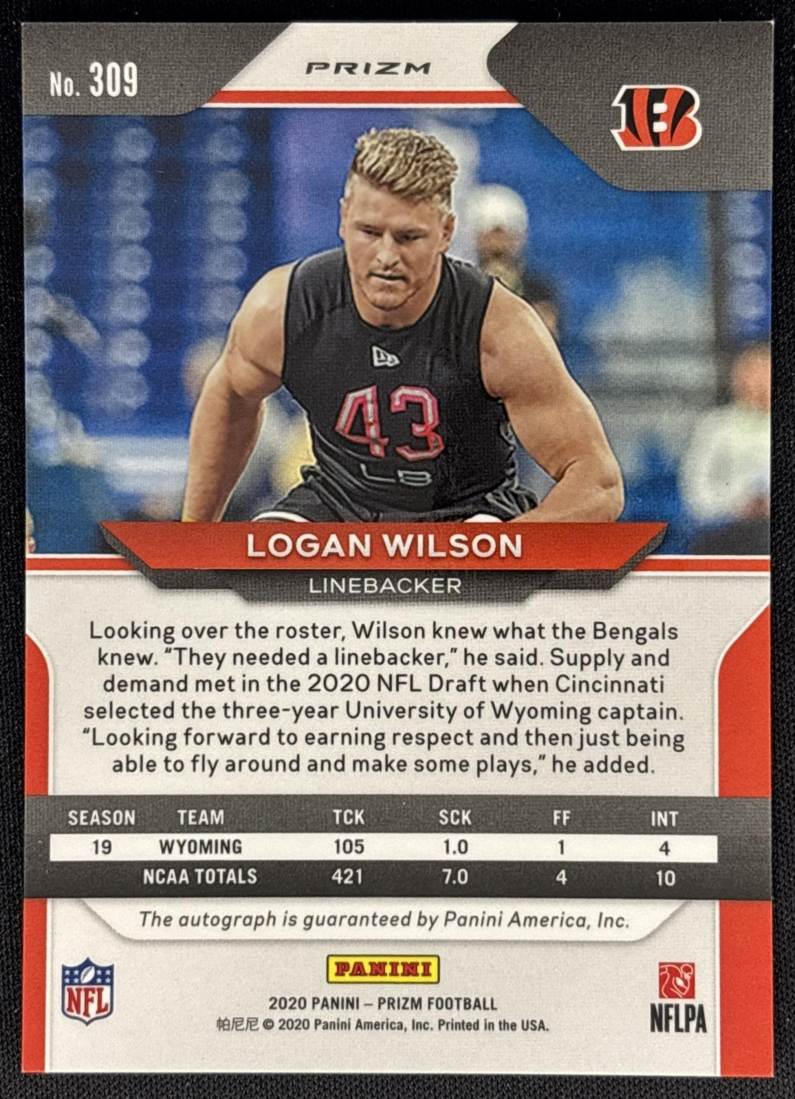 Logan Wilson 2020 Panini Prizm Rookie Auto Pink Bengals Sports Trading Cards