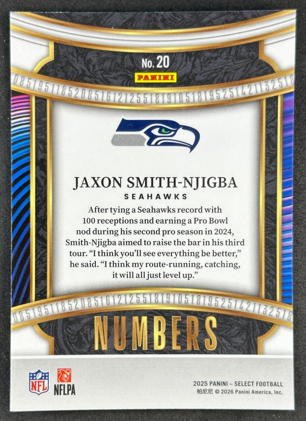 Jaxon Smith-Njigba 2025 Select Numbers Seahawks Sports Trading Cards
