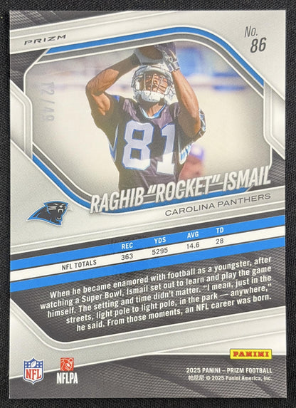 Raghib "Rocket" Ismail 2025 Panini Prizm Red Shimmer /49 Panthers
