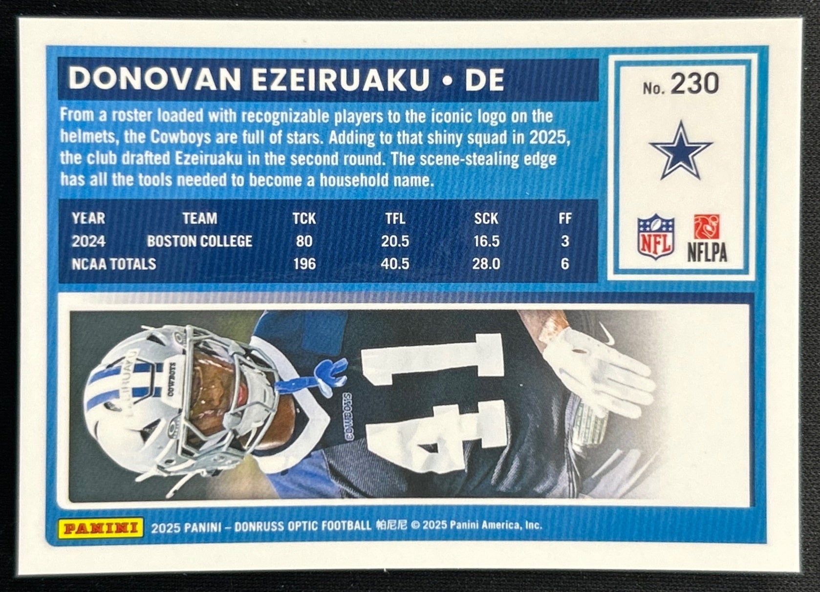 Donovan Ezeiruaku 2025 Donruss Optic Rated Rookie Cowboys Sports Trading Cards