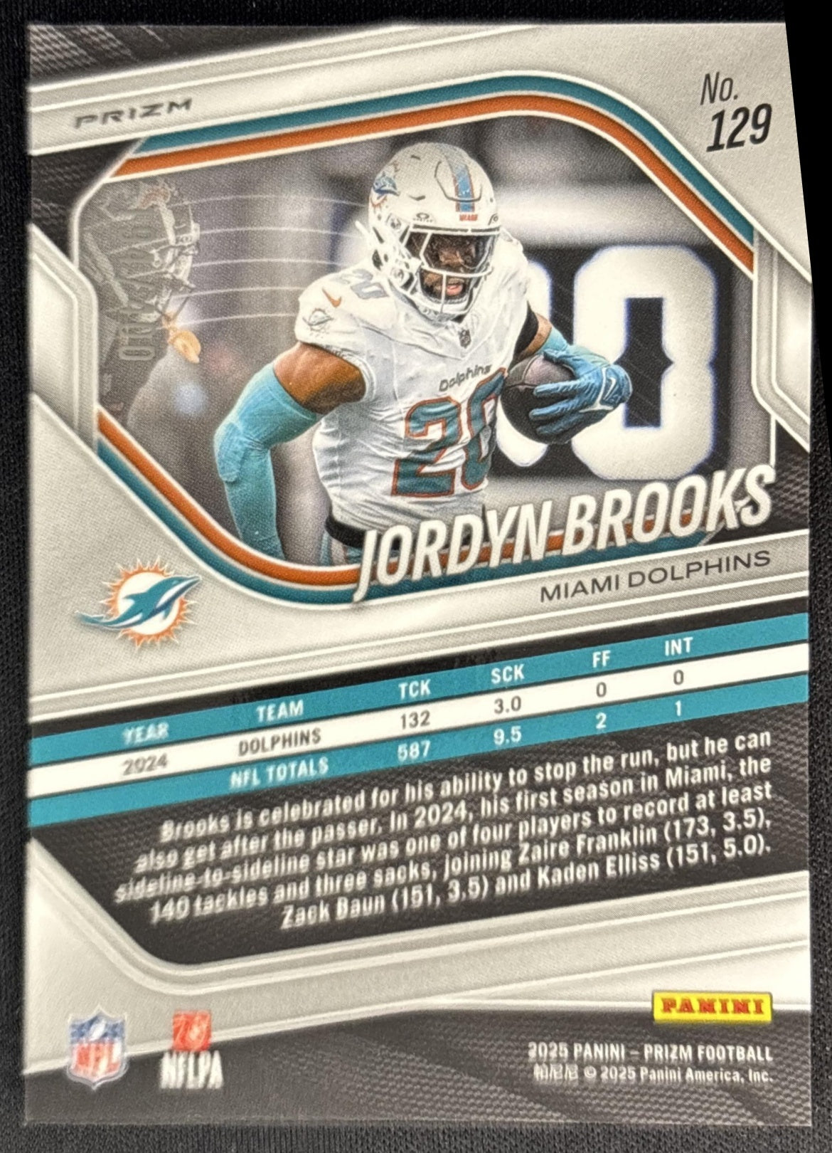Jordyn Brooks 2025 Panini Prizm Pandora /400 Dolphins back