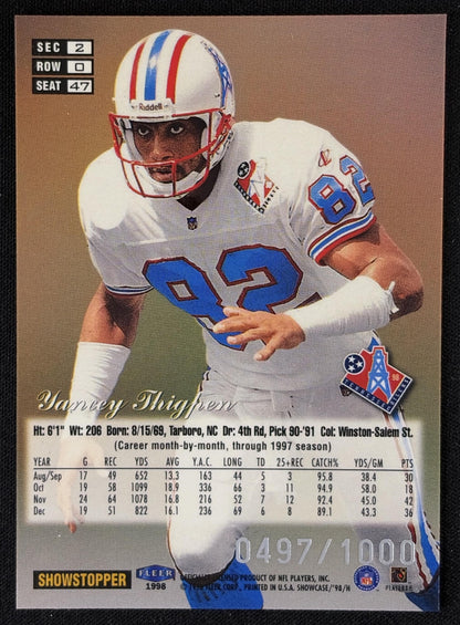 Yancey Thigpen 1998 Fleer Flair Showcase Flair Showcase Row 0 Showcase/1000 Sports Trading Card