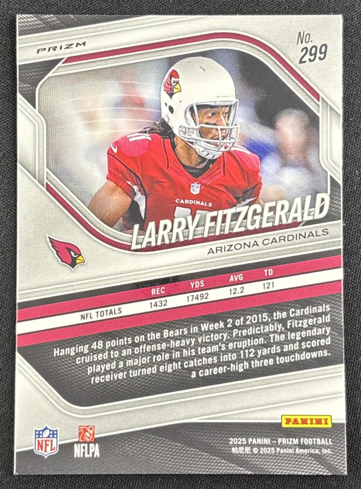 Larry Fitzgerald 2025 Panini Prizm Silver Cardinals