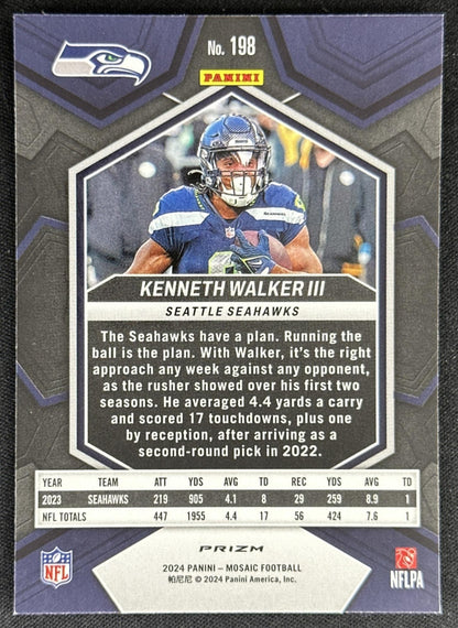 Kenneth Walker III 2024 Panini Mosaic Red Sparkle Prizm Seahawks