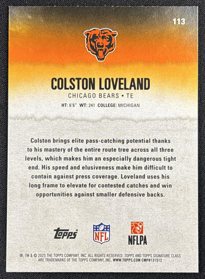 Colston Loveland 2025 Topps Signature Class Rookie Red & Black Foil Bears