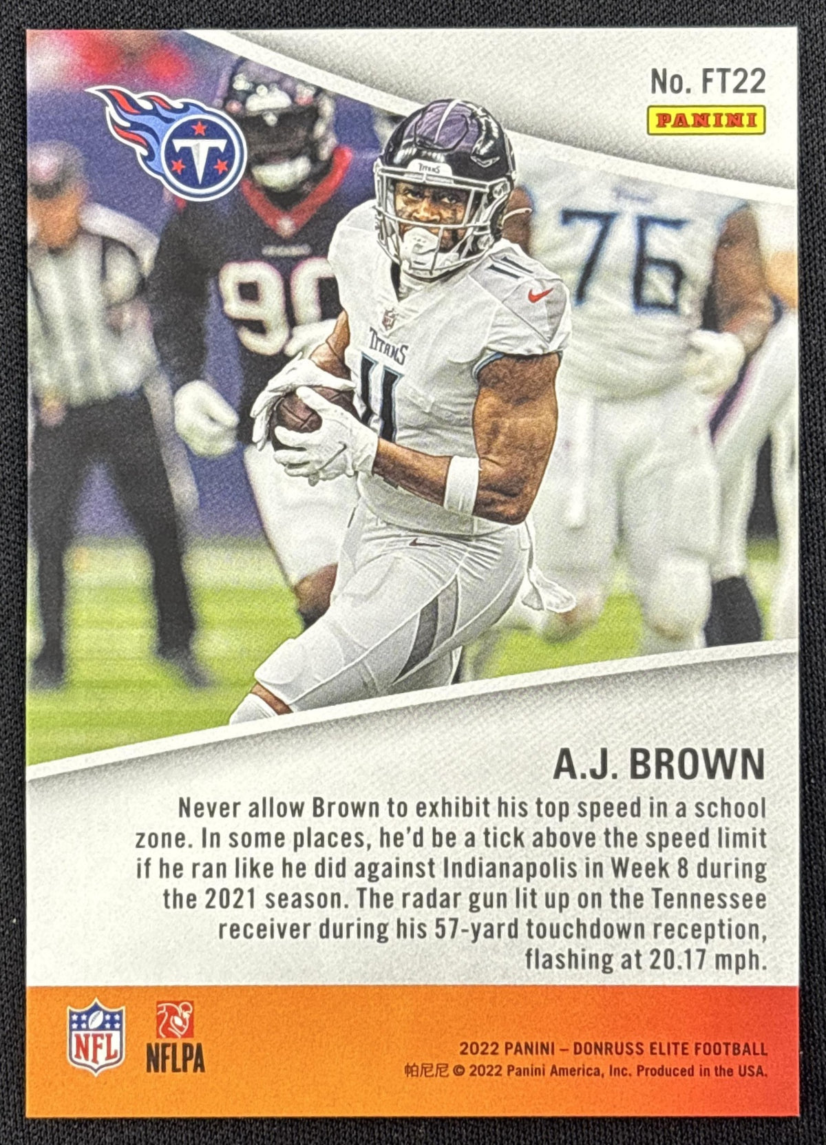 A.J. Brown 2022 Panini Donruss Elite Full Throttle /349 Titans