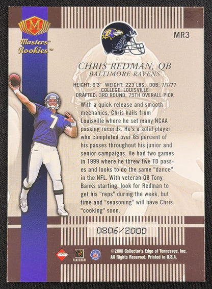 Chris Redman 2000 Collector's Edge Masters Rookie /2000 Ravens
