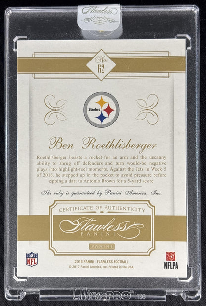 Ben Roethlisberger 2016 Panini Flawless Ruby /15 Steelers Sports Trading Cards