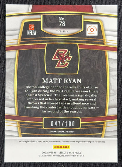 Matt Ryan 2022 Panini Select Draft Picks Blue and White Squares Prizm /100 Eagles