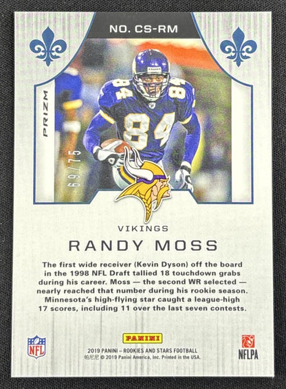 Randy Moss 2019 Panini Rookies & Stars Crusade Red /75 Vikings Sports Trading Card