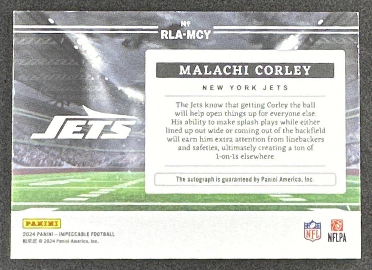 Malachi Corley 2024 Panini Impeccable Rookie Landscape Bronze /35 Jets