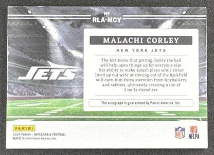 Malachi Corley 2024 Panini Impeccable Rookie Landscape Bronze /35 Jets