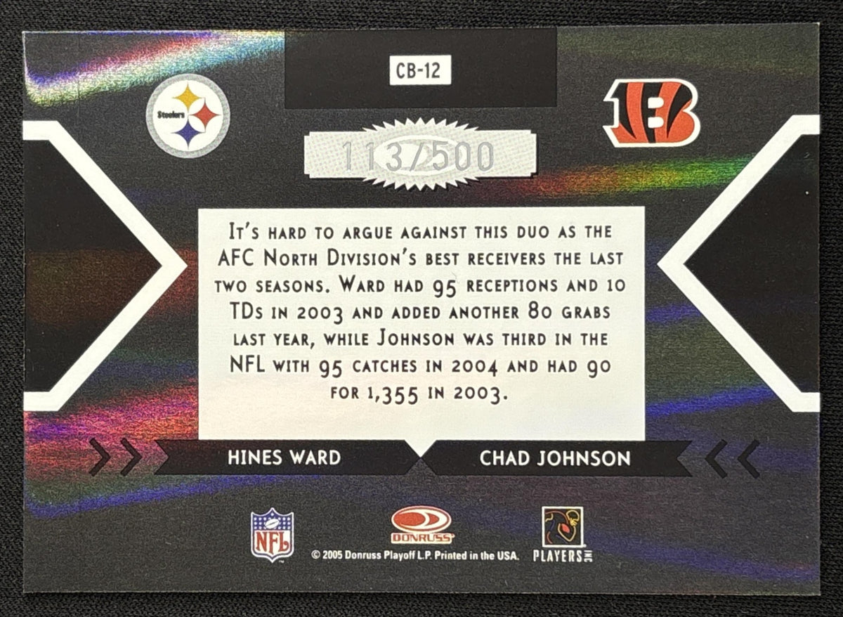 Hines Ward Chad Johnson 2005 Donruss Elite Face 2 Black /500 Steelers Bengals
