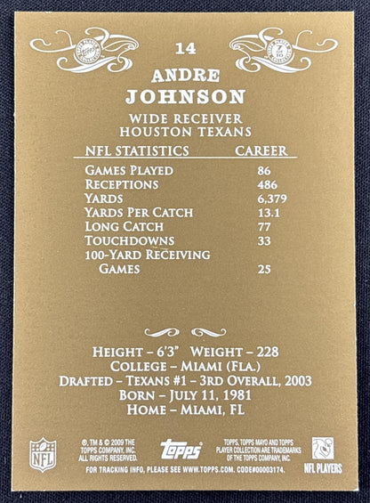 Andre Johnson 2009 Topps Mayo Texans