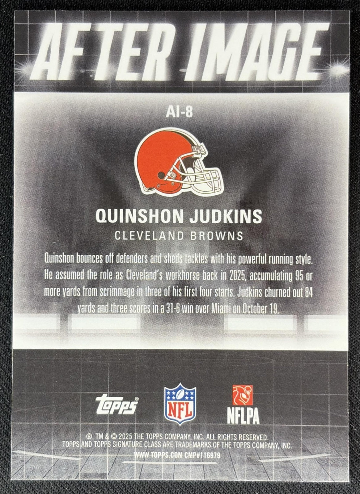 Quinshon Judkins 2025 Topps Signature Class After Image Browns back