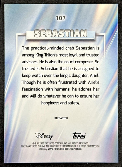 Sebastian 2026 Topps Chrome Disney Refractor The Little Mermaid Back