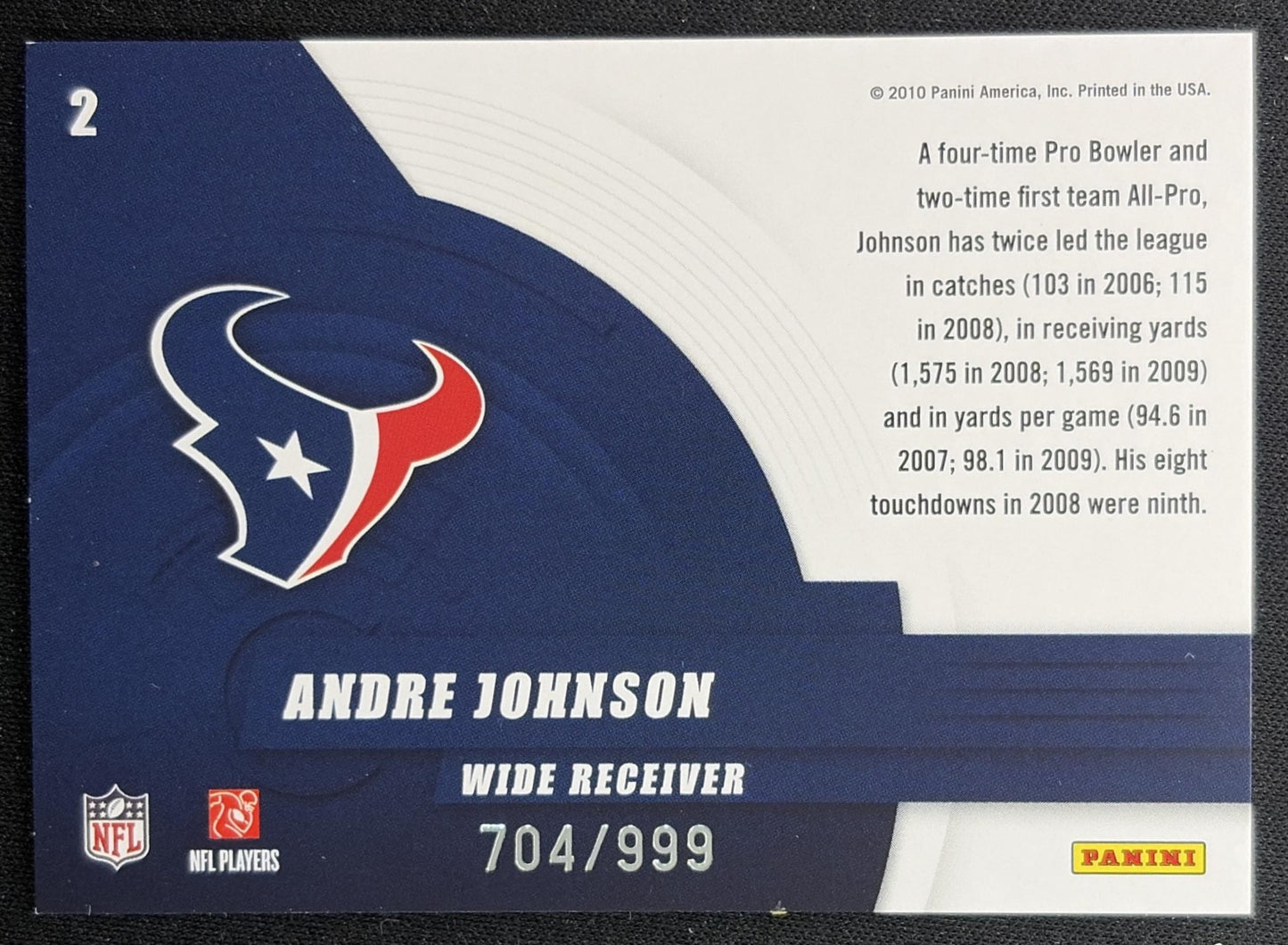 Andre Johnson 2010 Panini Donruss Elite Series Red /999 Texans