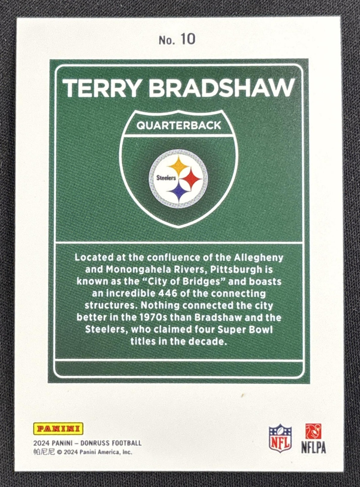 Terry Bradshaw 2024 Panini Donruss Downtown! SSP Steelers
