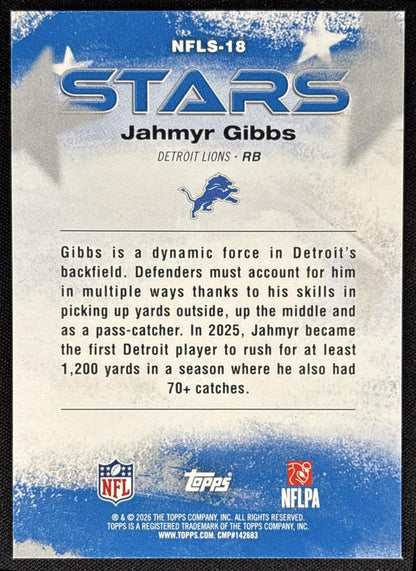 Jahmyr Gibbs 2026 Topps NFL Stars Lions