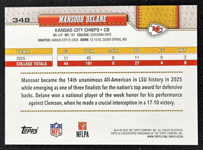 Mansoor Delane 2026 Topps Flagship Fanatics Foil Chiefs