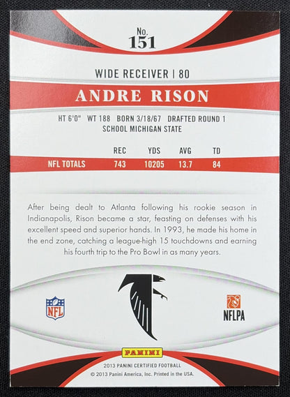 Andre Rison 2013 Panini Certified /999 Falcons back