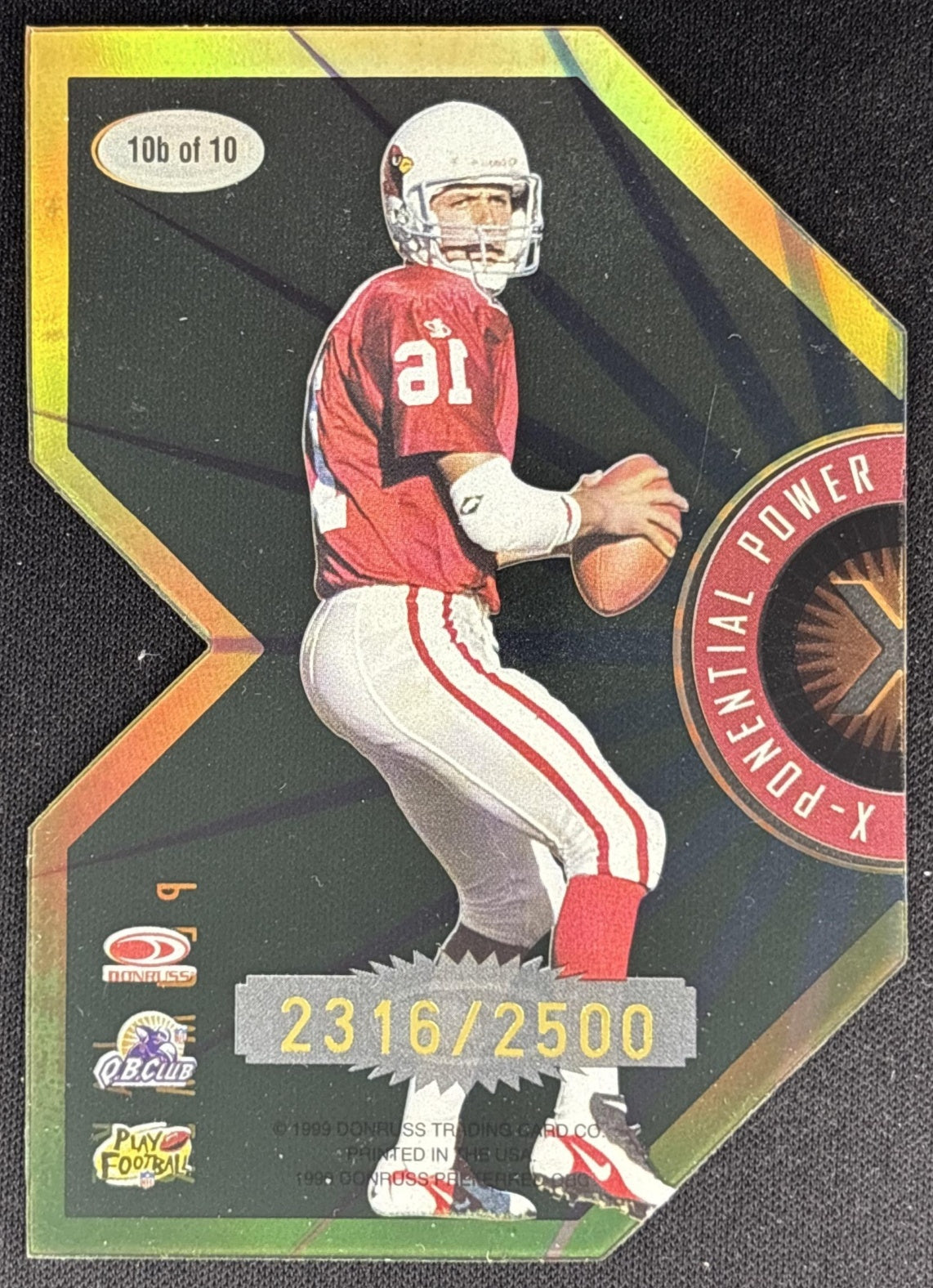 Jake Plummer 1999 Donruss Preferred QBC X Ponential Power /2500 Cardinals back
