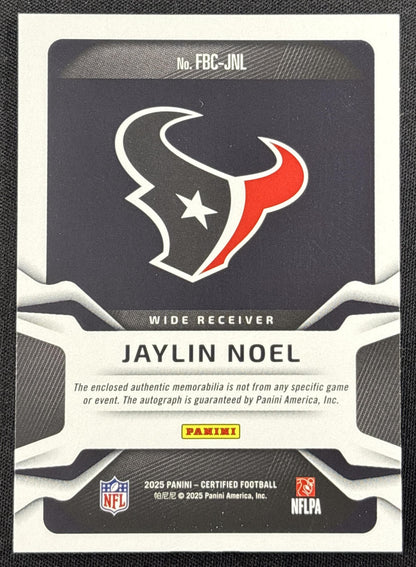 Jaylin Noel 2025 Panini Certified Freshman Fabric Mirror Signatures Orange /249 Texans