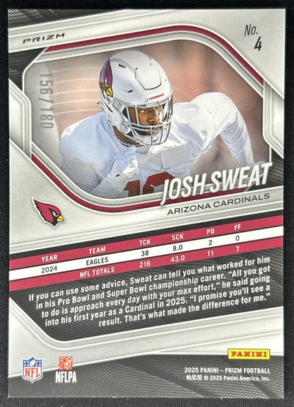 Josh Sweat 2025 Panini Prizm Pigskin /180 Cardinals