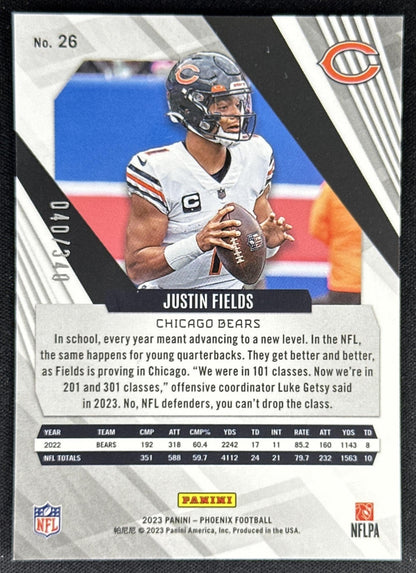 Justin Fields 2023 Panini Phoenix Fire Burst /340 Bears