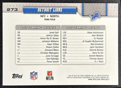 Detroit Lions 2026 Topps Football Leather Foil
