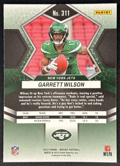 Garrett Wilson 2022 Panini Mosaic Jets back