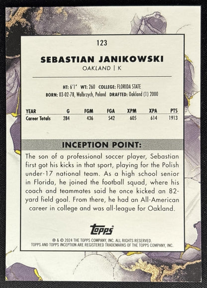 Sebastian Janikowski 2024 Topps Inception Red /75 Raiders back