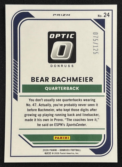 Bear Bachmeier 2026 Panini Donruss Optic Mojo /125 Cougars sports trading card back