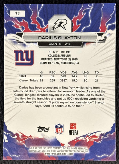 Darius Slayton 2025 Topps Resurgence Giants New York Giants back
