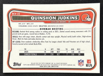 Quinshon Judkins 2026 Bowman Chrome NFL Mojo Refractor Browns