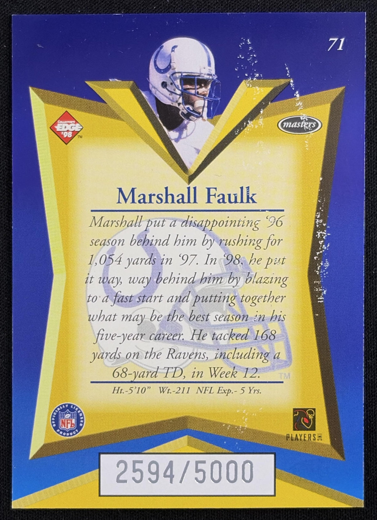 Marshall Faulk Master Edge /5000 Colts