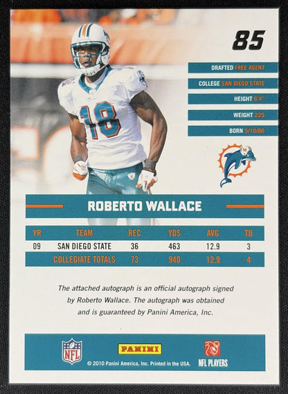 Roberto Wallace 2010 Panini Donruss Rated Rookie Auto Dolphins back