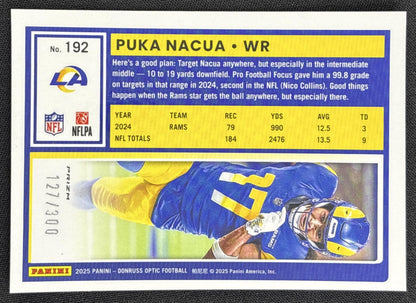 Puka Nacua 2025 Panini Donruss Optic Wave Prizm /300 Rams