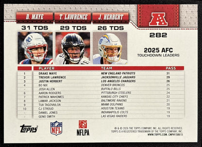 Trevor Lawrence Drake Maye Justin Herbert 2026 Topps Crackle Foil