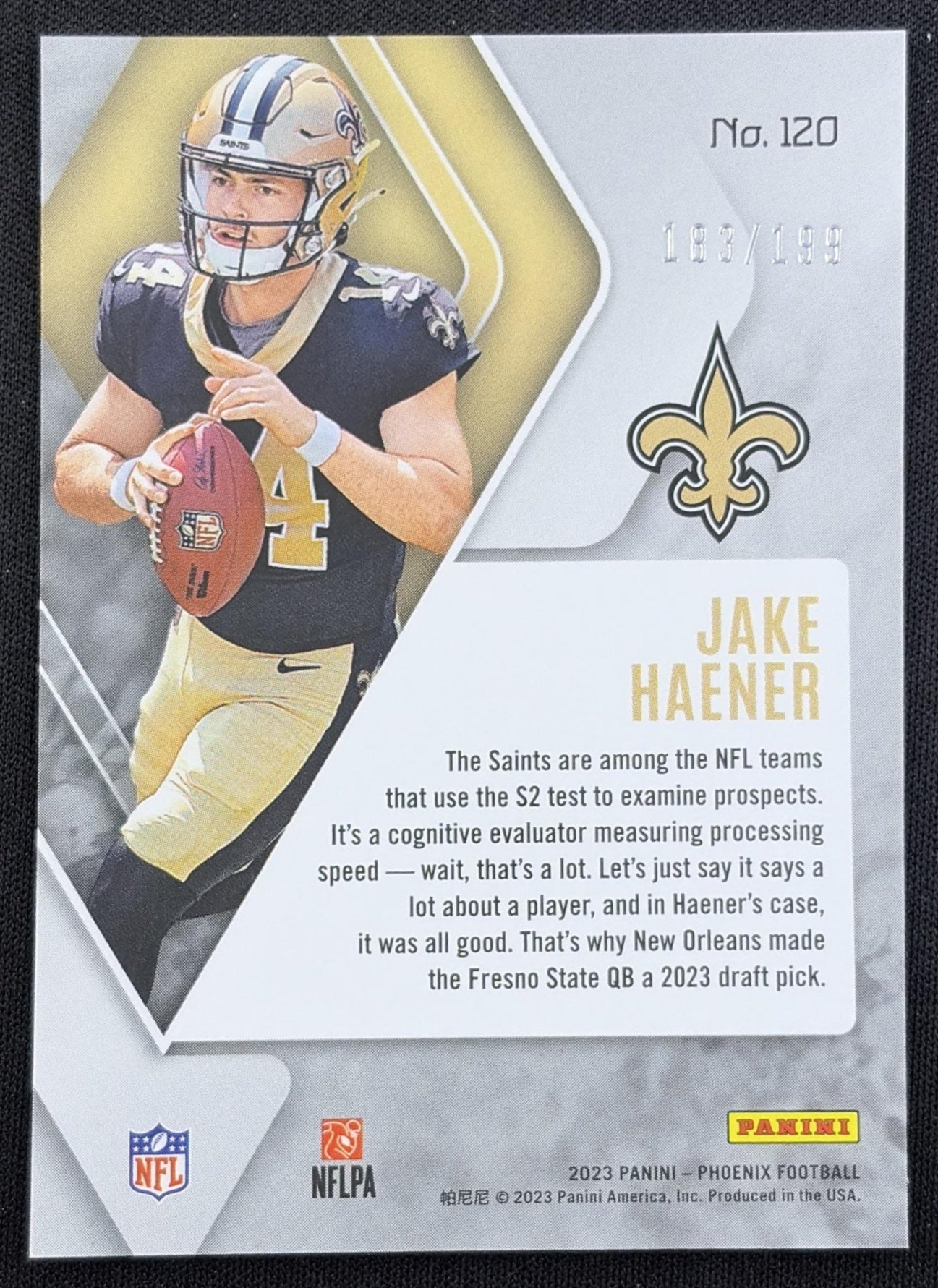 Jake Haener 2023 Panini Phoenix Pink /199 Saints