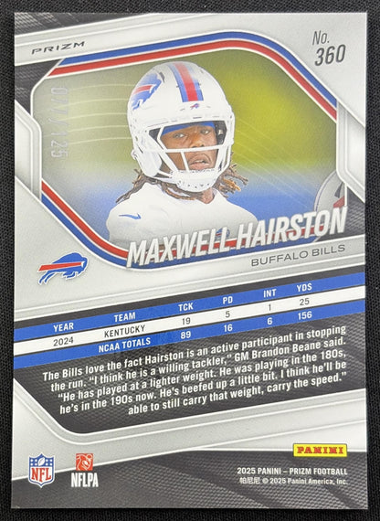 Maxwell Hairston 2025 Panini Prizm No Huddle Blue /125 Bills