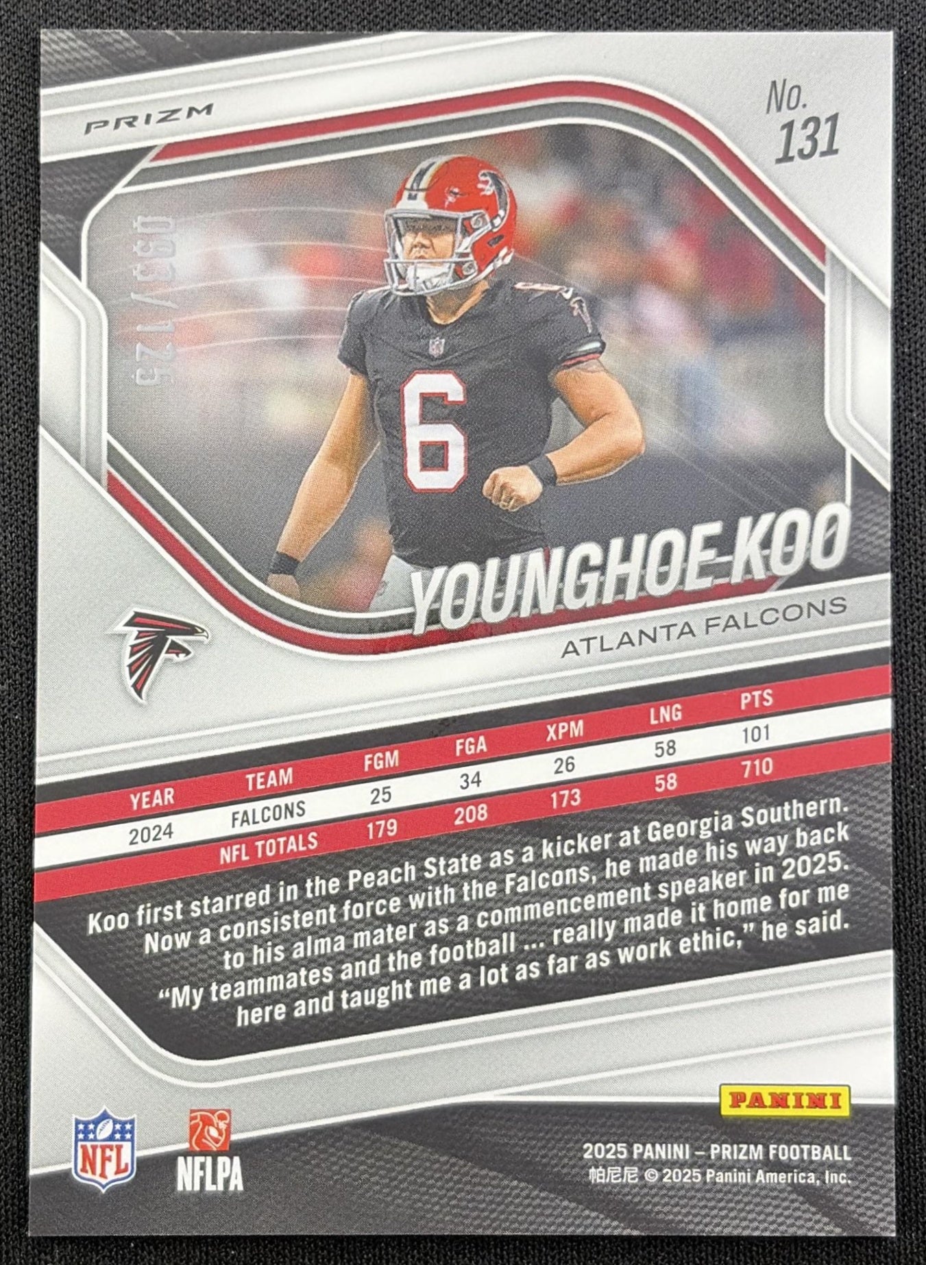Younghoe Koo 2025 Panini Prizm Purple /125 Falcons