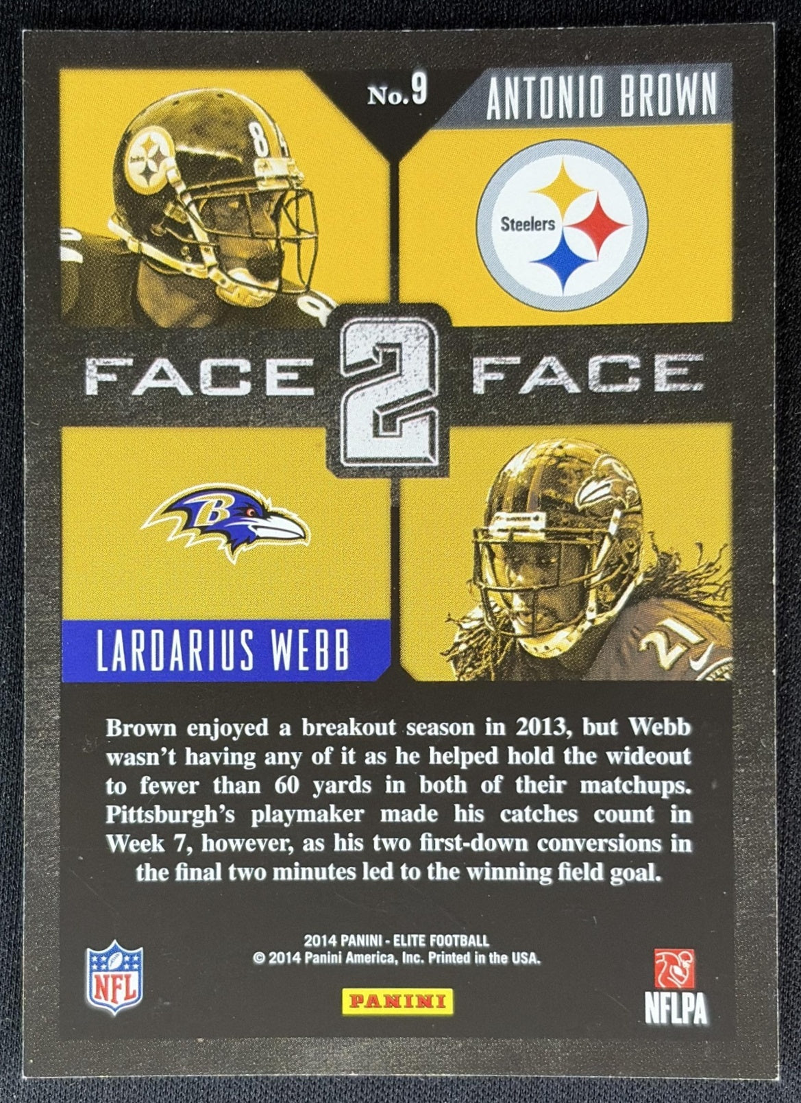 Antonio Brown Lardarius Webb 2014 Panini Elite Face 2 Silver - Back