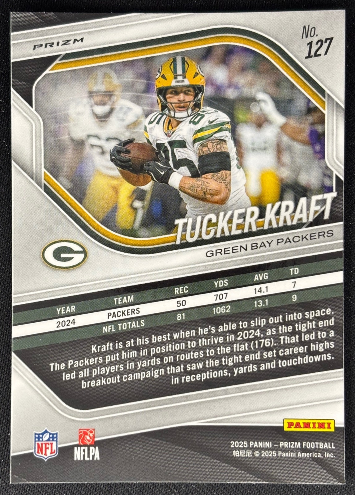 Tucker Kraft 2025 Prizm White Disco Prizms Packers - back