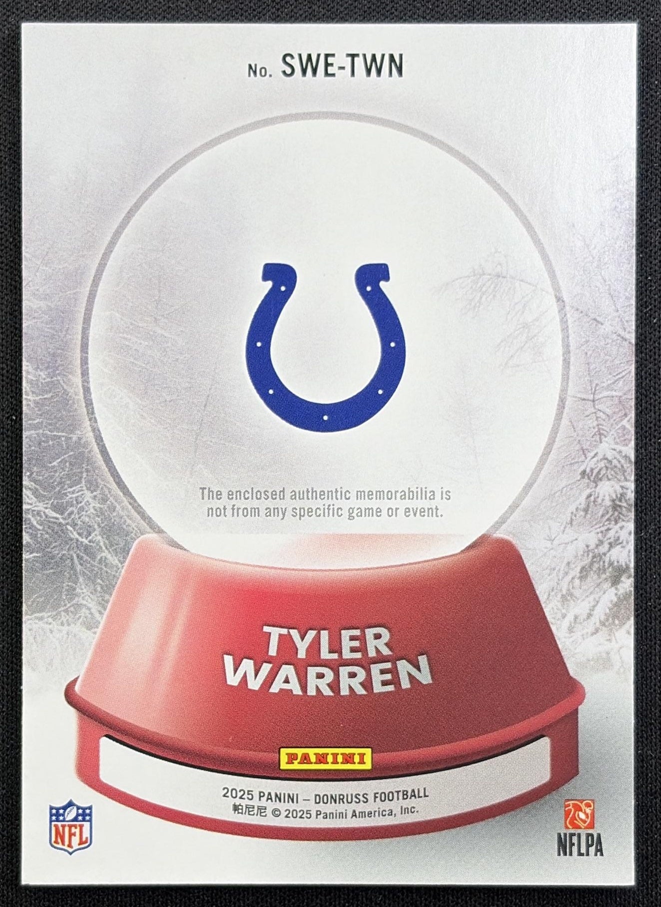 Tyler Warren 2025 Panini Donruss Rookie Holiday Sweater Colts